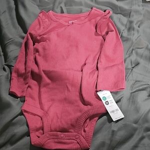 Carter's Pink Ribbed Long Sleeve Bodysuit